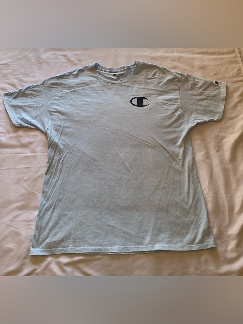Champion UFO Palm Tree Graphic T-Shirt Mens 2XL Light Blue Short Sleeve Graphic